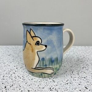 KD Karen Donleavy Chihuahua Dog‎ Coffee Mug Hand Painted Art Pottery 18 oz